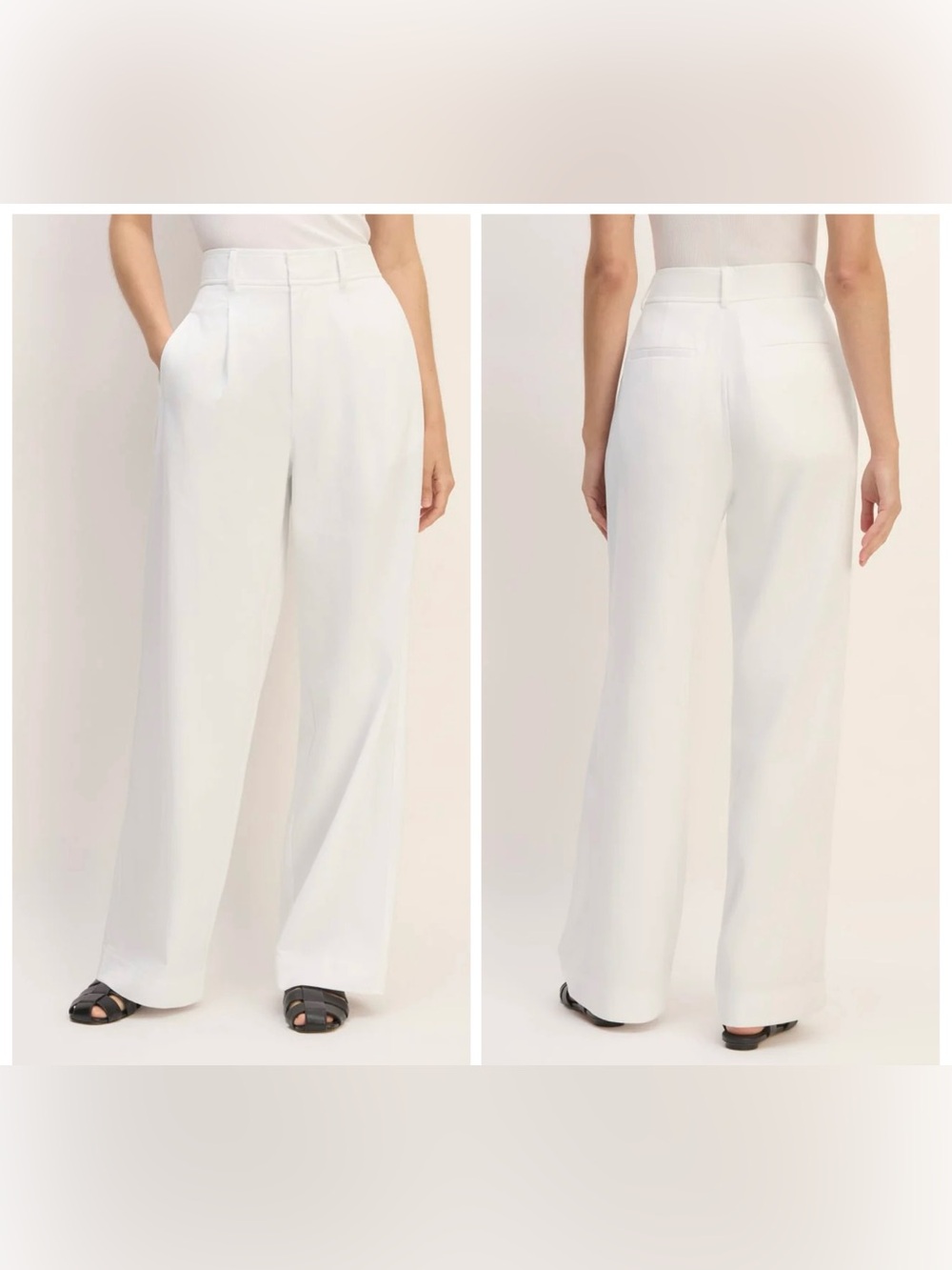 EVERLANE The Way High Drape Pant White Women's 16S Pleated Career Wide Leg NEW